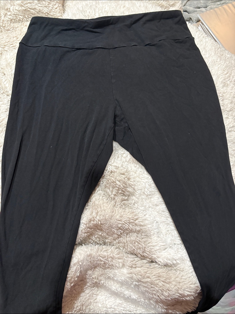 Ava & Viv Black Fold-Over Waist Leggings